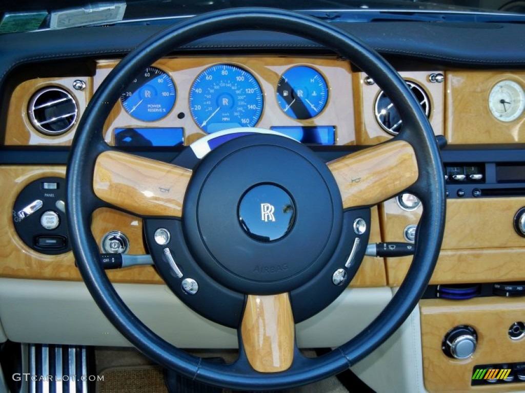 2008 Rolls-Royce Phantom Drophead Coupe Standard Phantom Drophead Coupe Model Light Creme Steering Wheel Photo #59136443