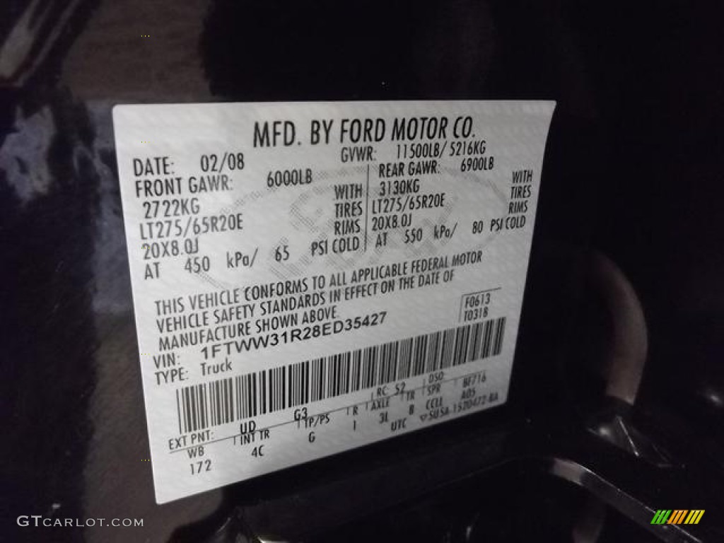 2008 F350 Super Duty Color Code UD for Black Photo #59140403