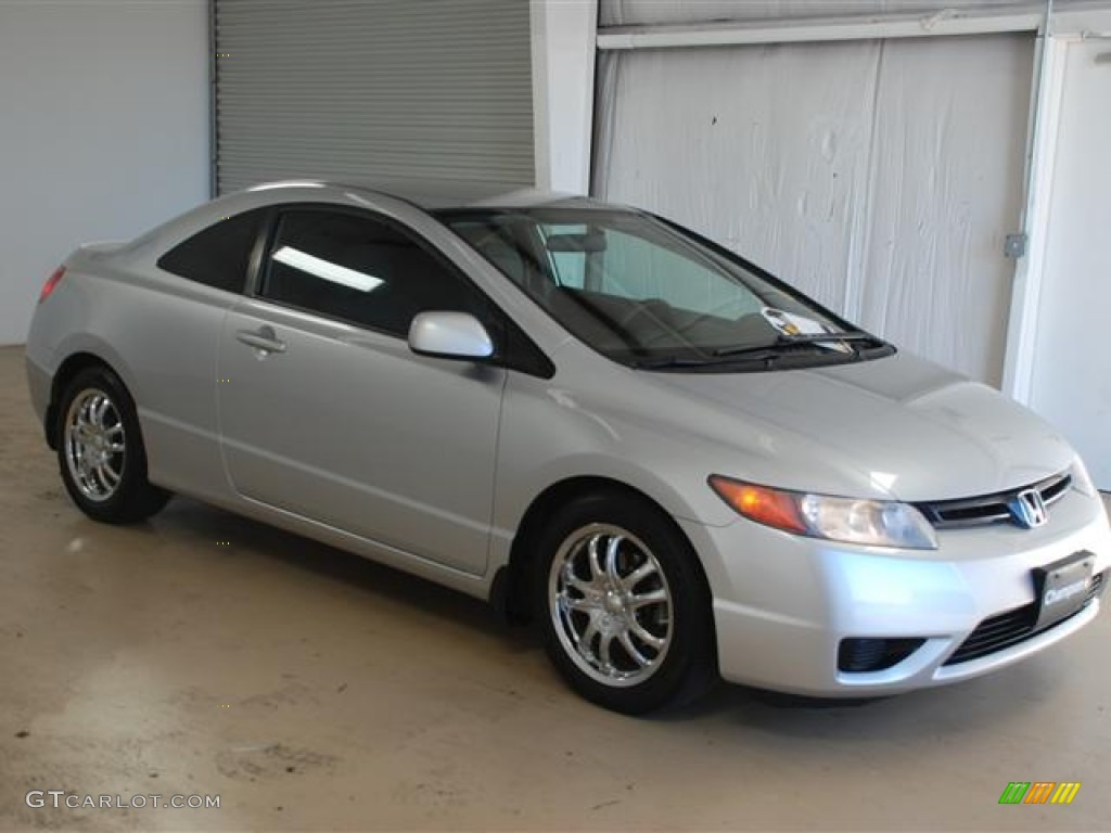 2007 Civic LX Coupe - Alabaster Silver Metallic / Gray photo #3