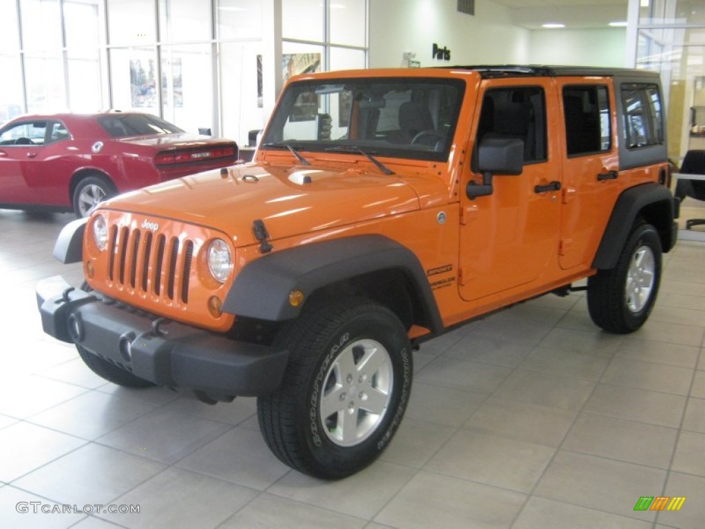 Crush Orange 2012 Jeep Wrangler Unlimited Sport S 4x4 Exterior Photo #59142107
