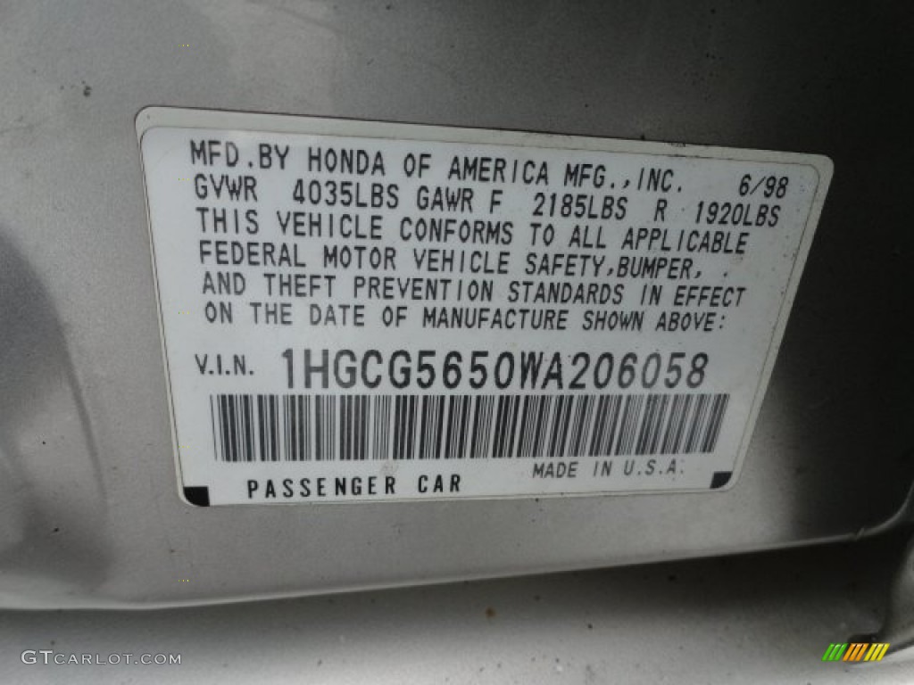 1998 Accord EX Sedan - Heather Mist Metallic / Ivory photo #18