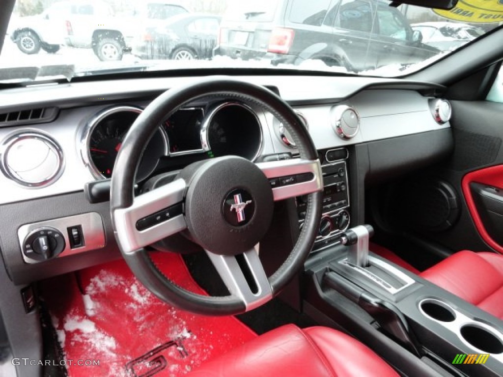 2005 Ford Mustang GT Premium Convertible Red Leather Dashboard Photo #59149823