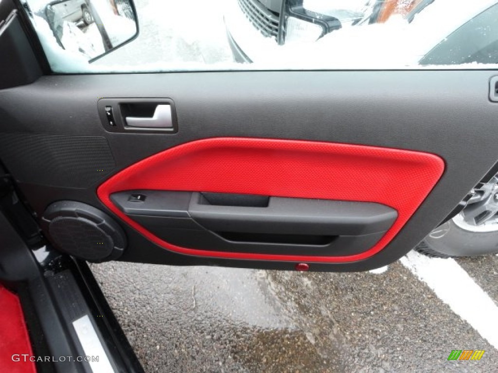 2005 Ford Mustang GT Premium Convertible Red Leather Door Panel Photo #59149894