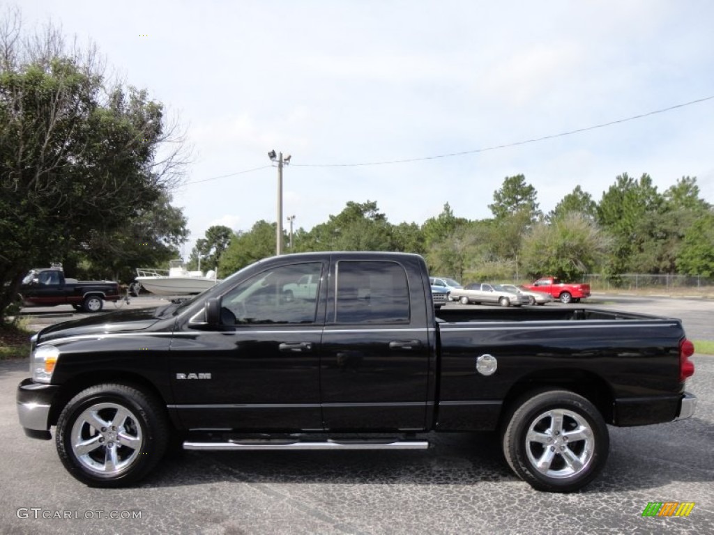 2008 Ram 1500 Lone Star Edition Quad Cab - Brilliant Black Crystal Pearl / Khaki photo #2