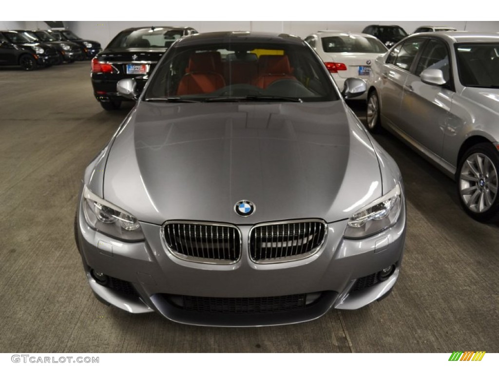 2012 3 Series 335i Coupe - Space Grey Metallic / Coral Red/Black photo #3