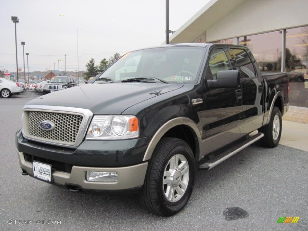 2004 F150 Lariat SuperCrew 4x4 - Aspen Green Metallic / Tan photo #3