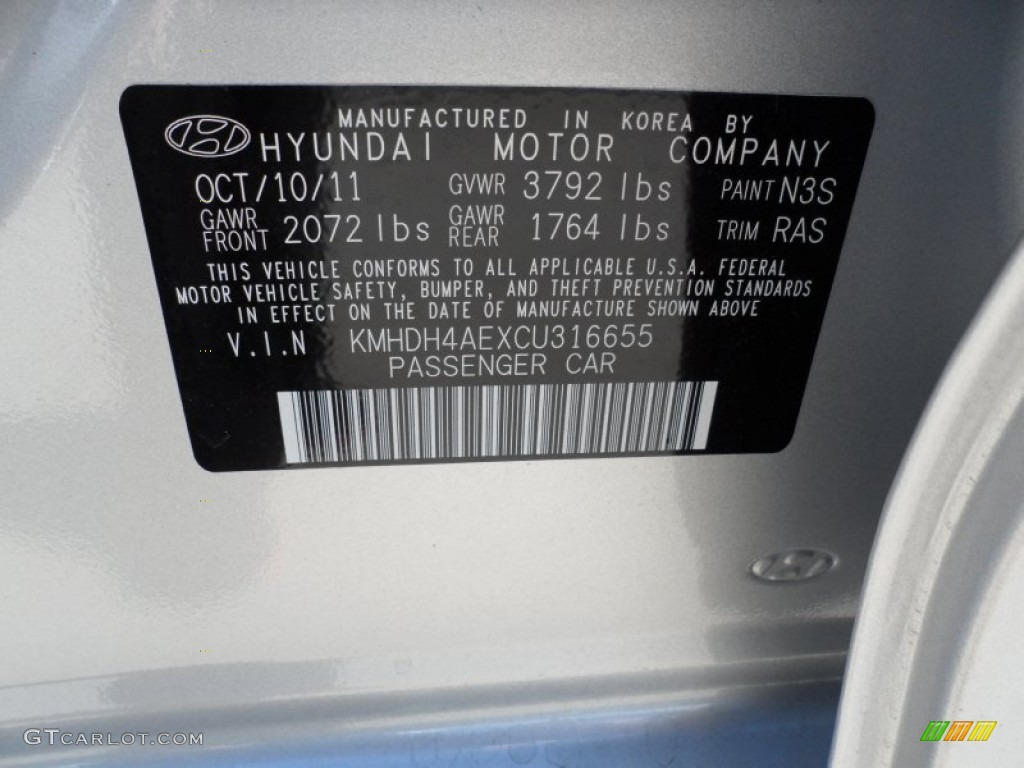2012 Elantra GLS - Shimmering Silver / Gray photo #33