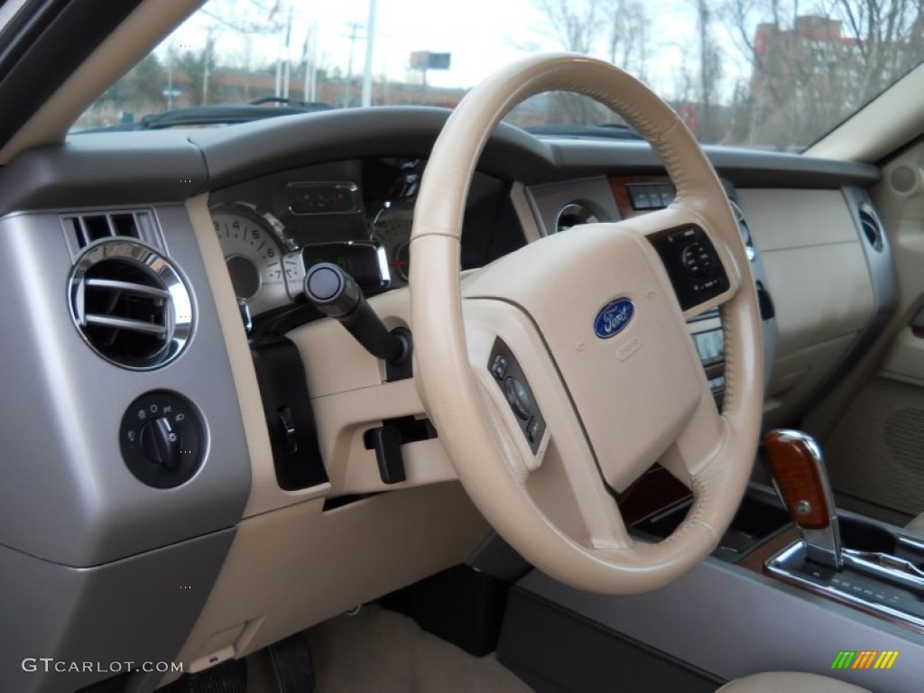 2008 Ford Expedition EL Eddie Bauer 4x4 Camel Steering Wheel Photo #59167574
