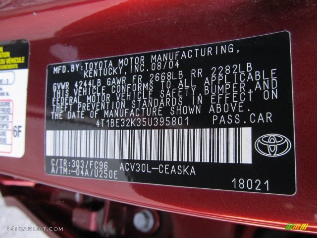 2005 Camry SE - Salsa Red Pearl / Dark Gray photo #19