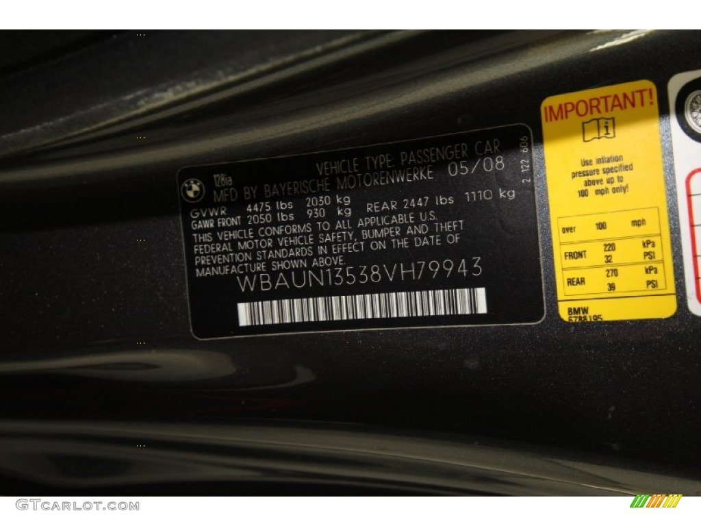 2008 1 Series 128i Convertible - Sparkling Graphite Metallic / Black photo #41