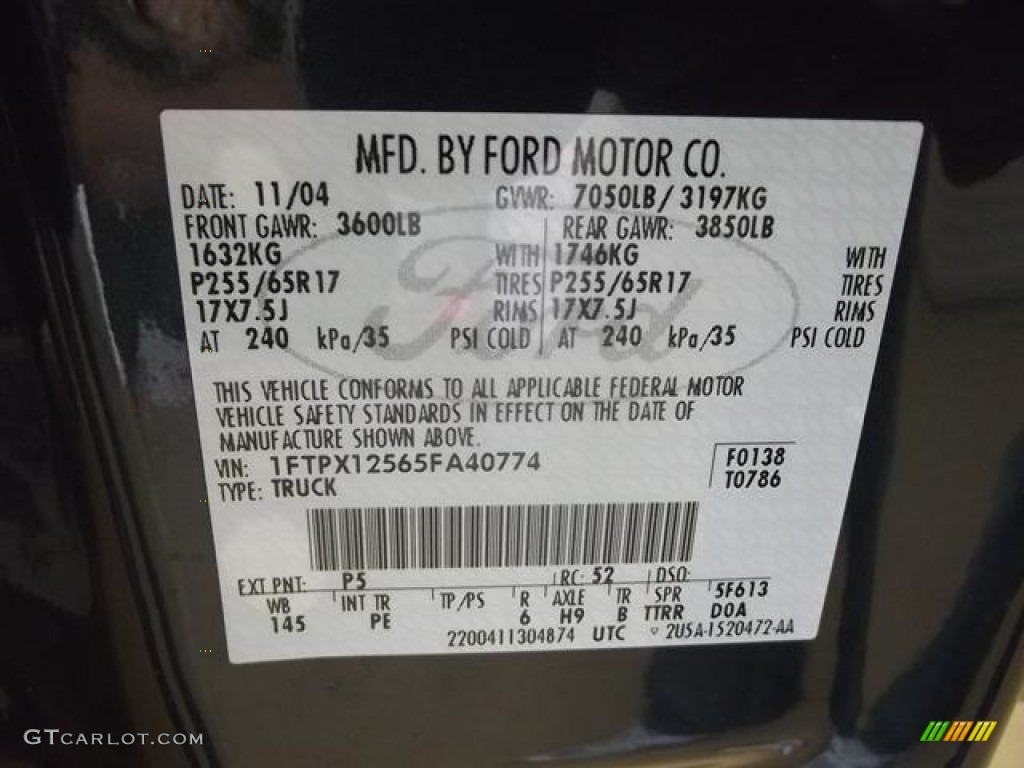 2005 F150 Color Code P5 for Aspen Green Metallic Photo #59176454