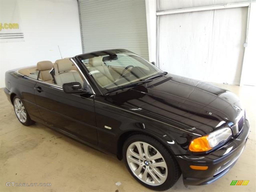 2001 3 Series 330i Convertible - Jet Black / Beige photo #10