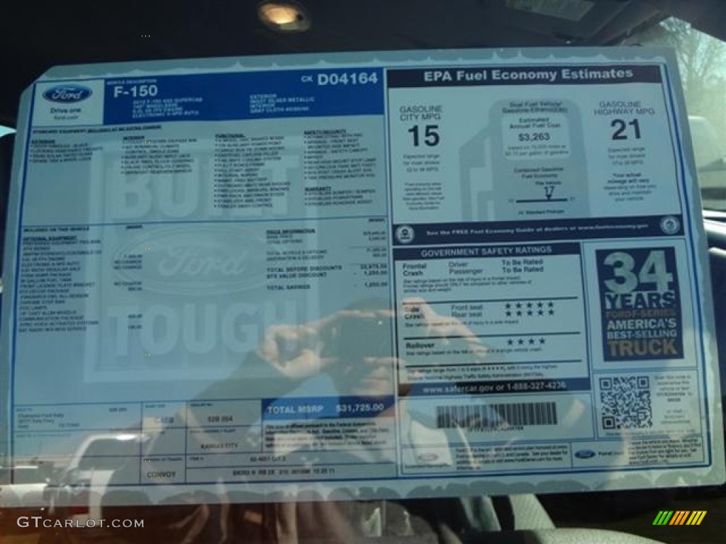 2012 Ford F150 STX SuperCab Window Sticker Photo #59179731