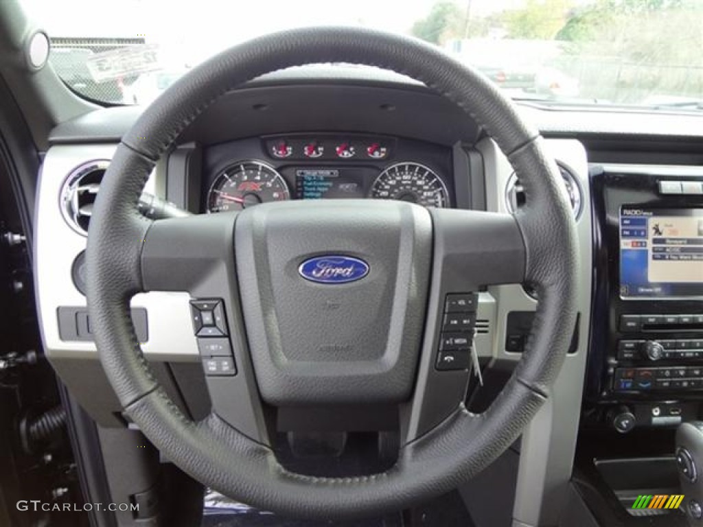 2012 Ford F150 FX4 SuperCrew 4x4 Black Steering Wheel Photo #59181027