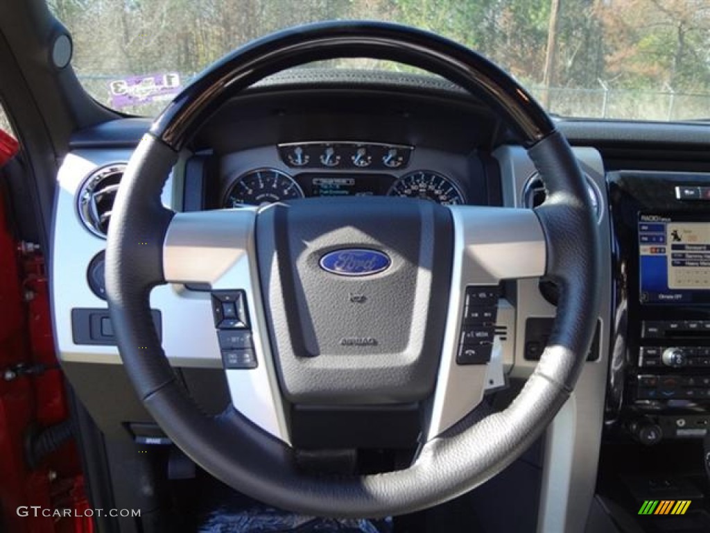2011 Ford F150 Platinum SuperCrew Sienna Brown/Black Steering Wheel Photo #59185781