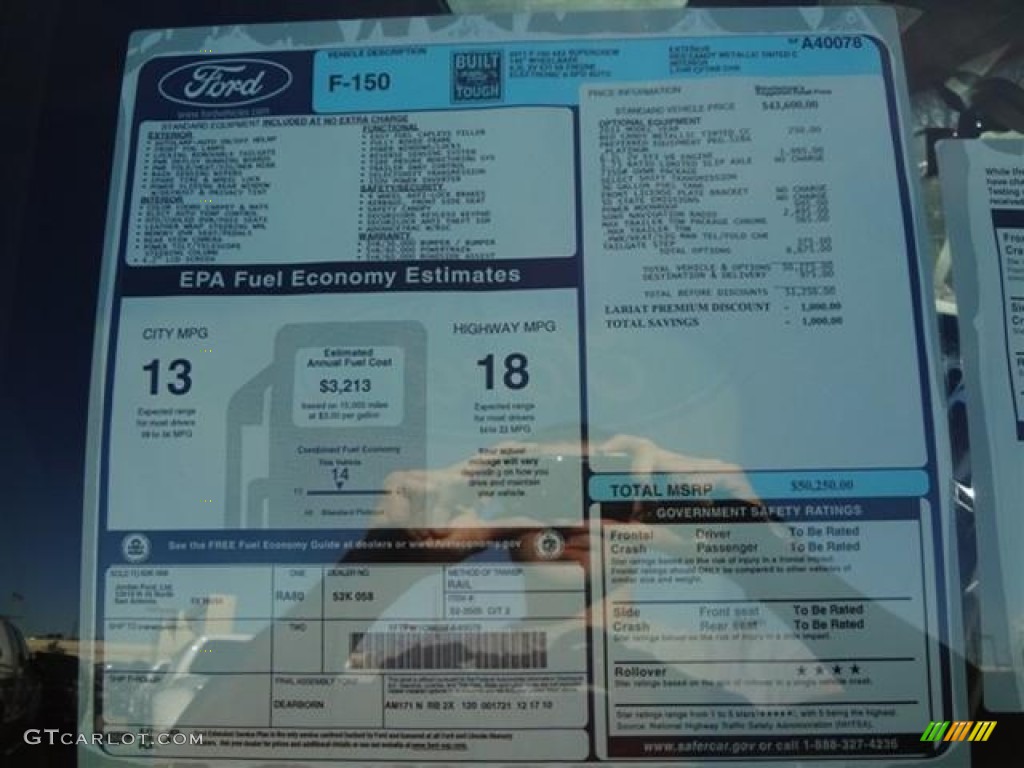 2011 Ford F150 Platinum SuperCrew Window Sticker Photo #59185832