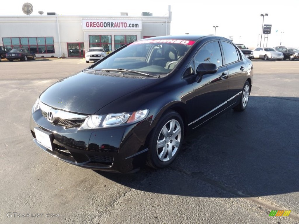2010 Civic LX Sedan - Crystal Black Pearl / Gray photo #1