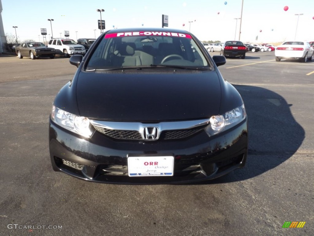 2010 Civic LX Sedan - Crystal Black Pearl / Gray photo #2