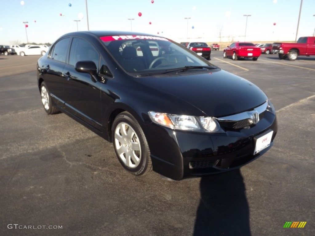 2010 Civic LX Sedan - Crystal Black Pearl / Gray photo #3