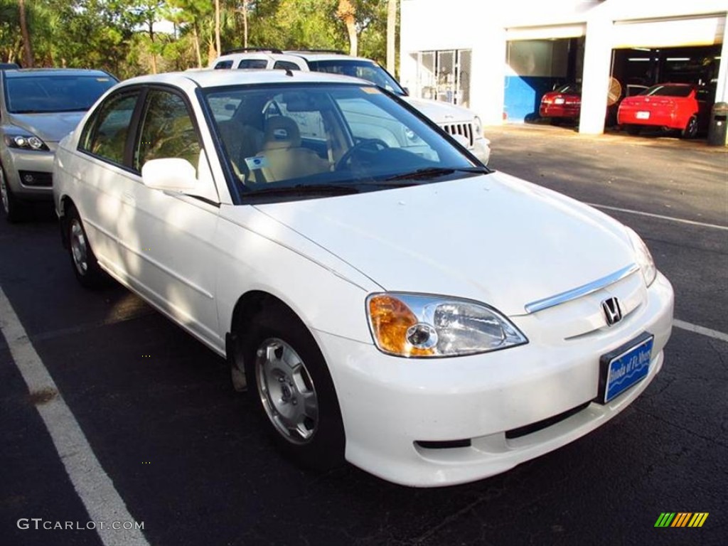 2003 Civic Hybrid Sedan - Taffeta White / Beige photo #1