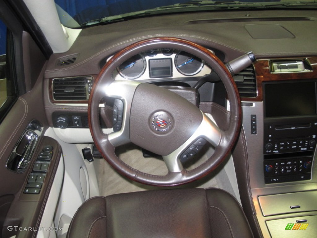 2010 Cadillac Escalade Platinum AWD Cocoa/Light Linen Steering Wheel Photo #59202299