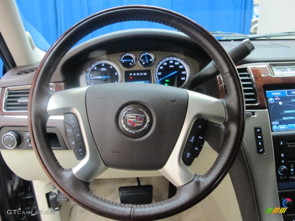 2010 Cadillac Escalade Platinum AWD Cocoa/Light Linen Steering Wheel Photo #59202443