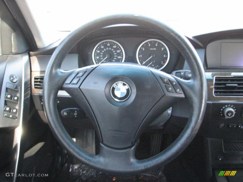 2004 BMW 5 Series 530i Sedan Black Steering Wheel Photo #59204681