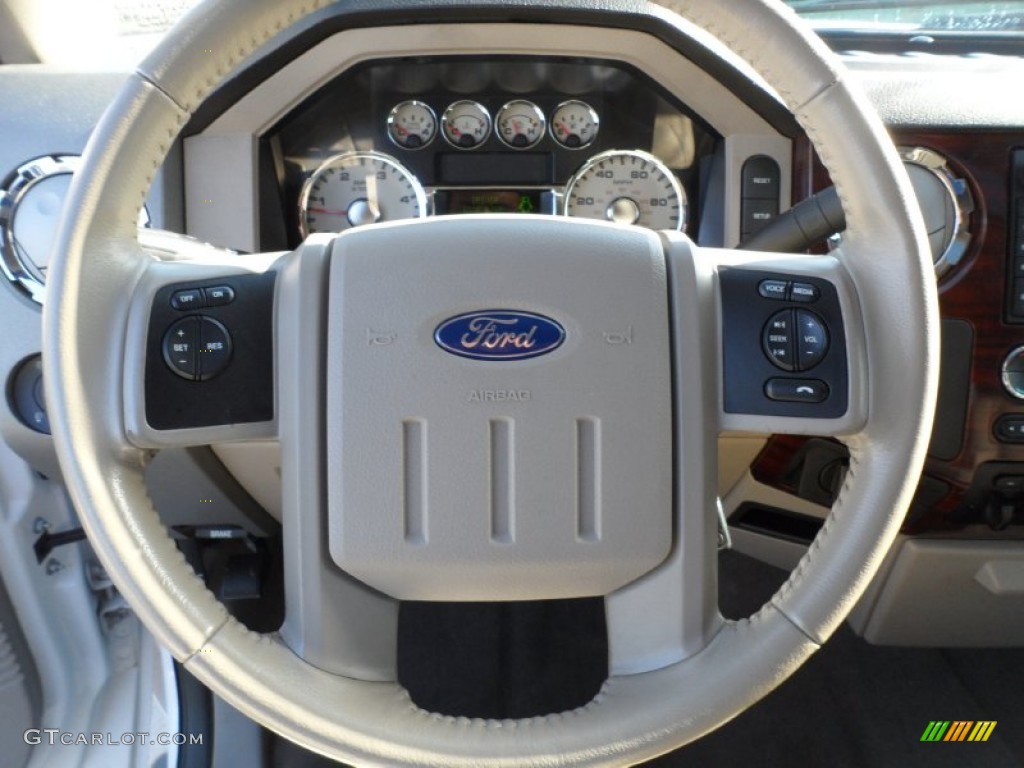 2010 Ford F350 Super Duty Lariat Crew Cab 4x4 Dually Medium Stone Steering Wheel Photo #59206940