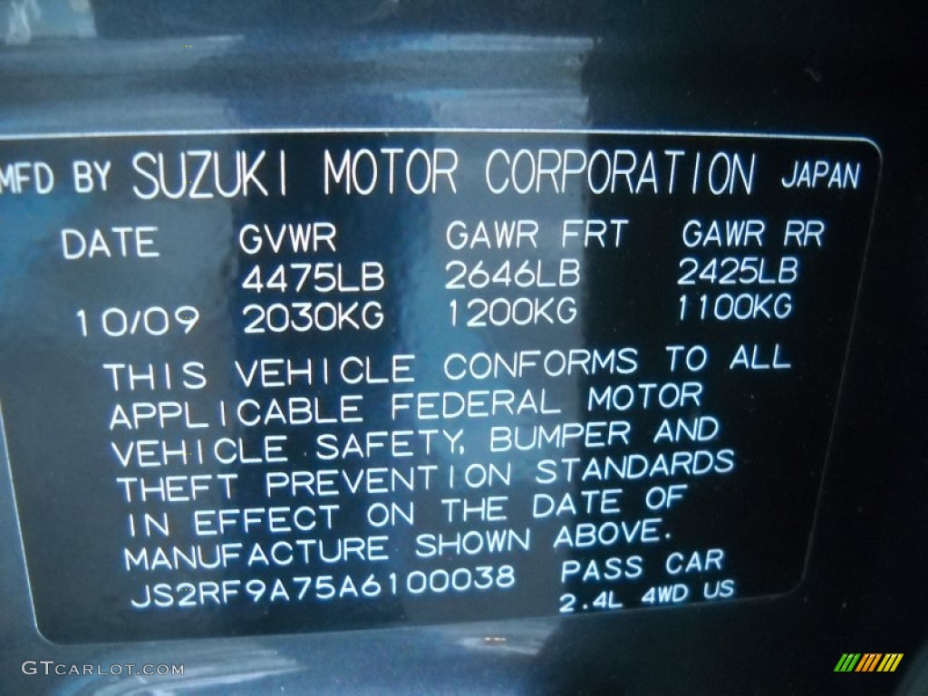 2010 Kizashi SLS AWD - Azure Gray Metallic / Black photo #11