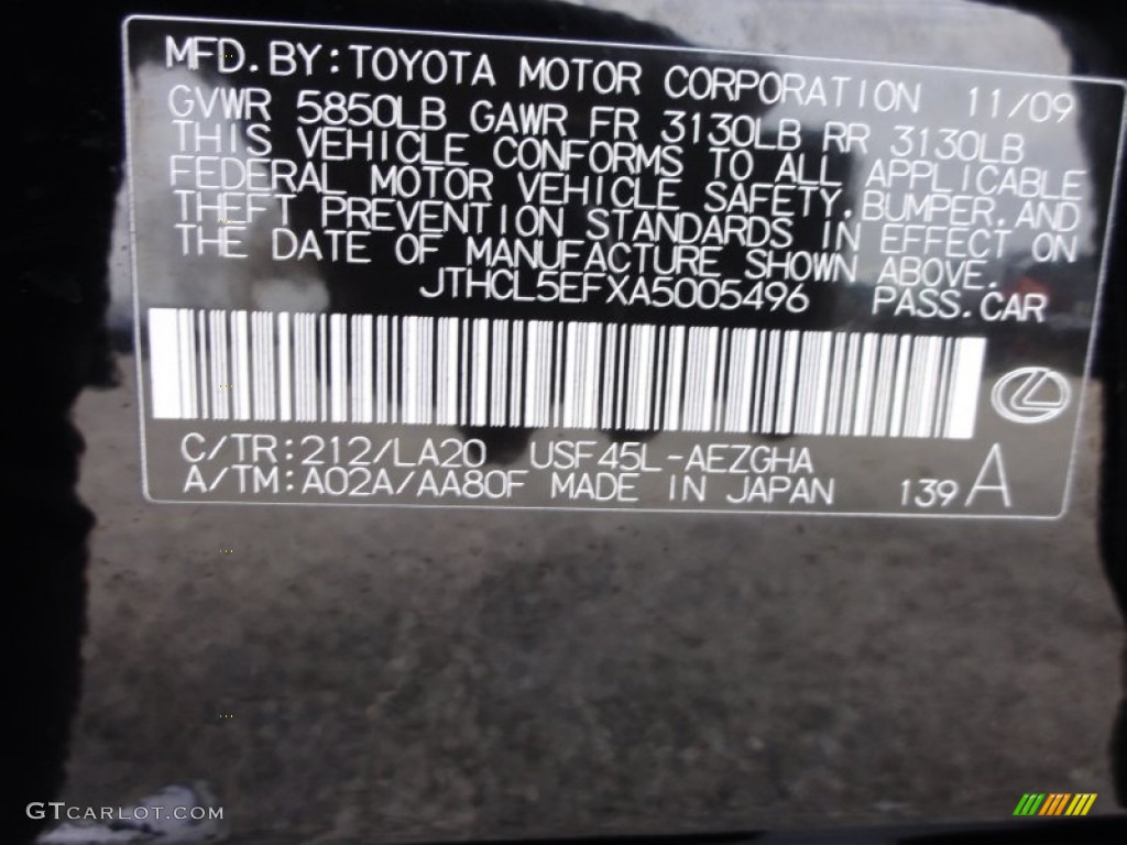 2010 LS Color Code 212 for Obsidian Black Photo #59209253