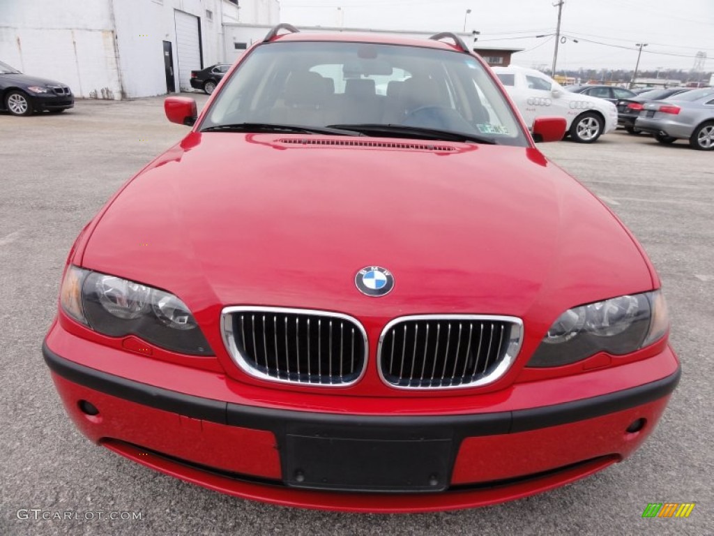 2005 3 Series 325xi Wagon - Electric Red / Natural Brown photo #3