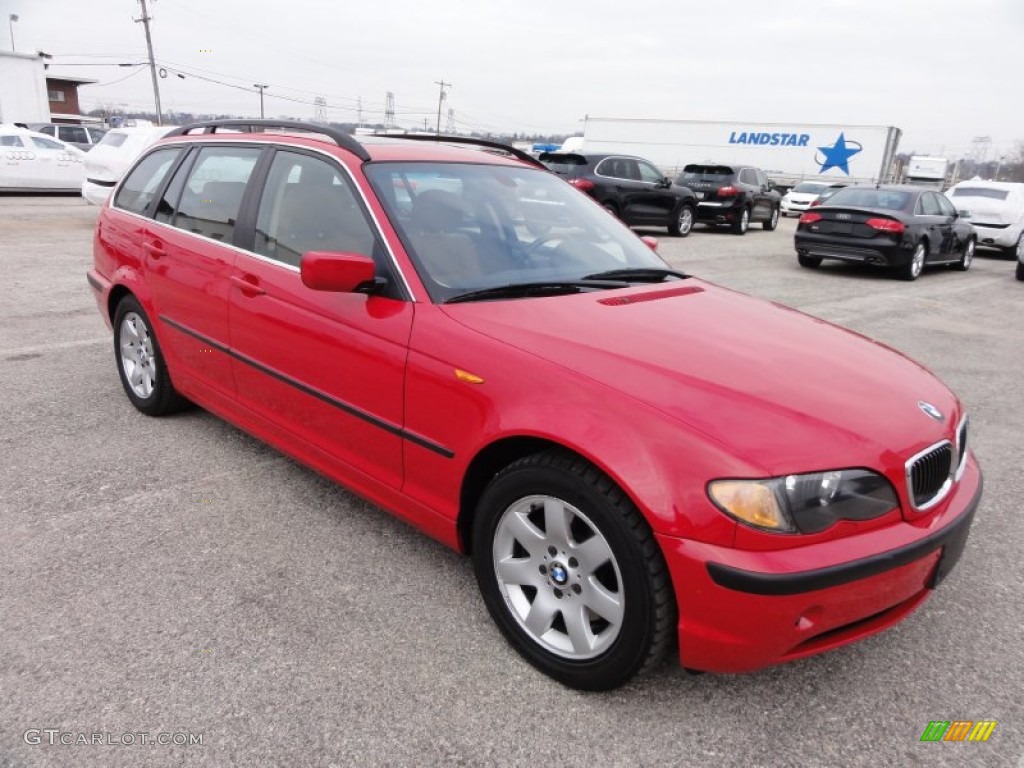 2005 3 Series 325xi Wagon - Electric Red / Natural Brown photo #4