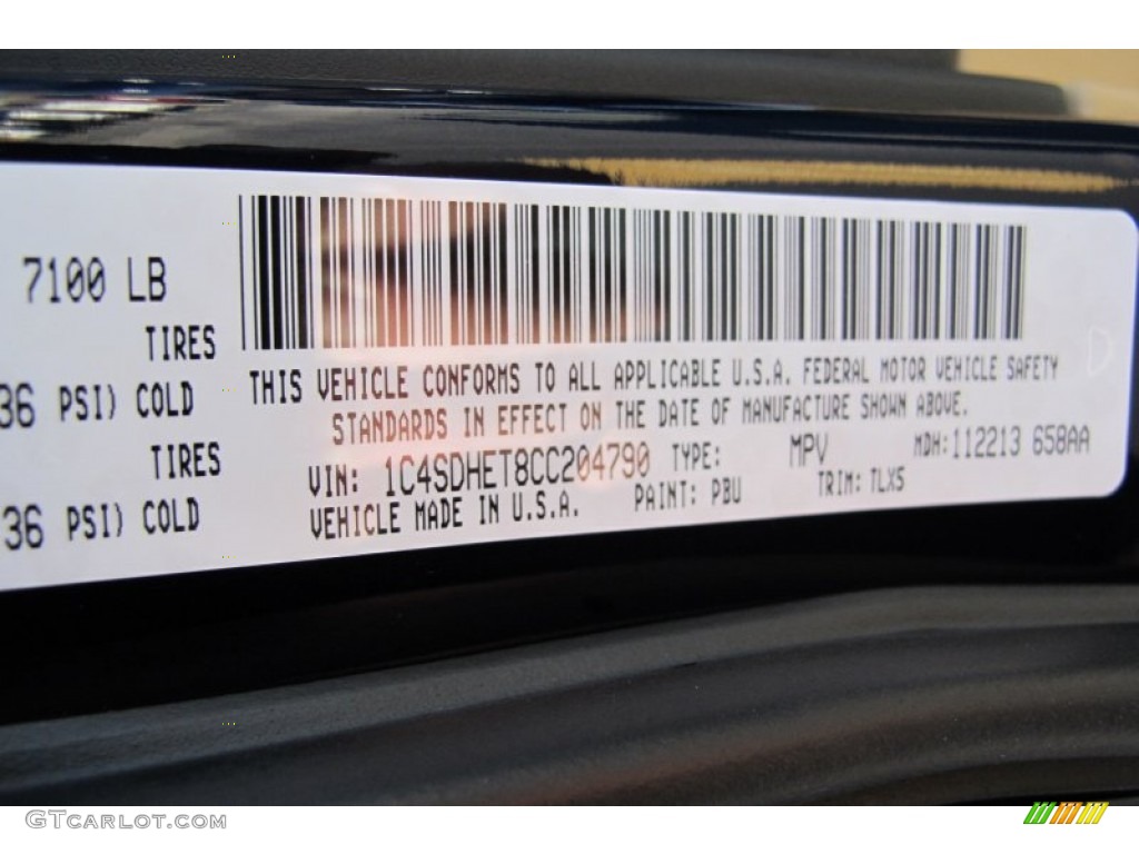2012 Durango Color Code PBU for True Blue Pearl Photo #59219958
