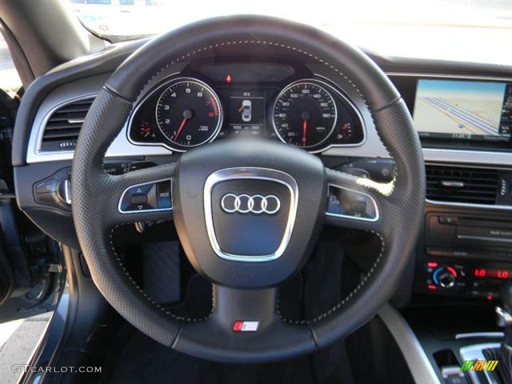 2010 Audi A5 2.0T quattro Cabriolet Black Steering Wheel Photo #59219967