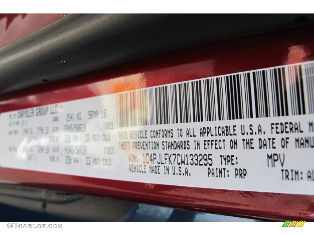 2012 Liberty Color Code PRP for Deep Cherry Red Crystal Pearl Photo #59220921