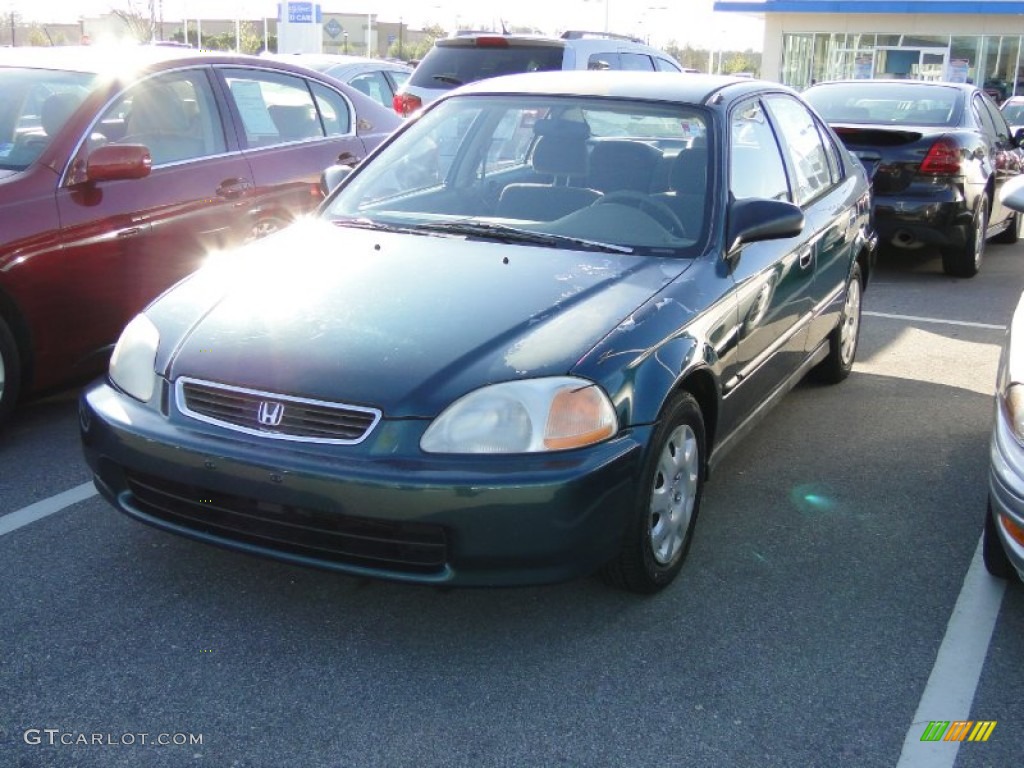 1998 Civic DX Sedan - Cypress Green Pearl / Black photo #2