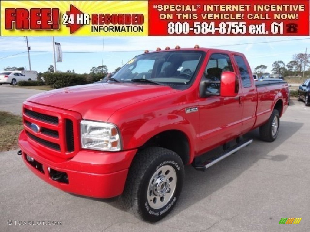 2006 F250 Super Duty XLT SuperCab 4x4 - Red Clearcoat / Medium Flint photo #1