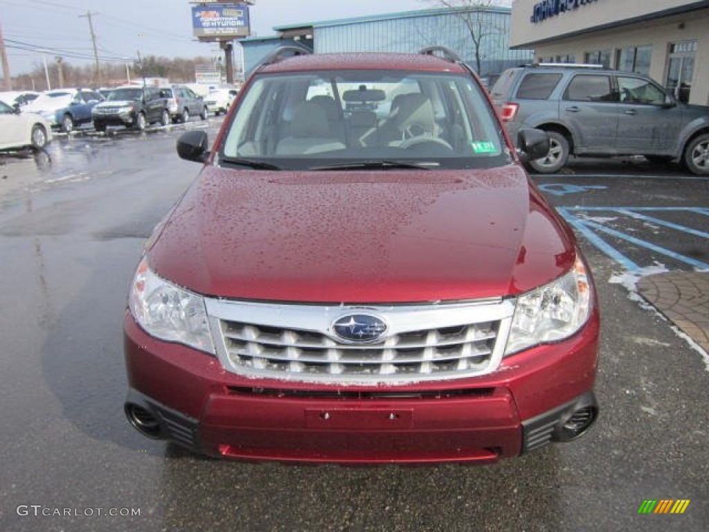 2012 Forester 2.5 X - Camellia Red Pearl / Platinum photo #2