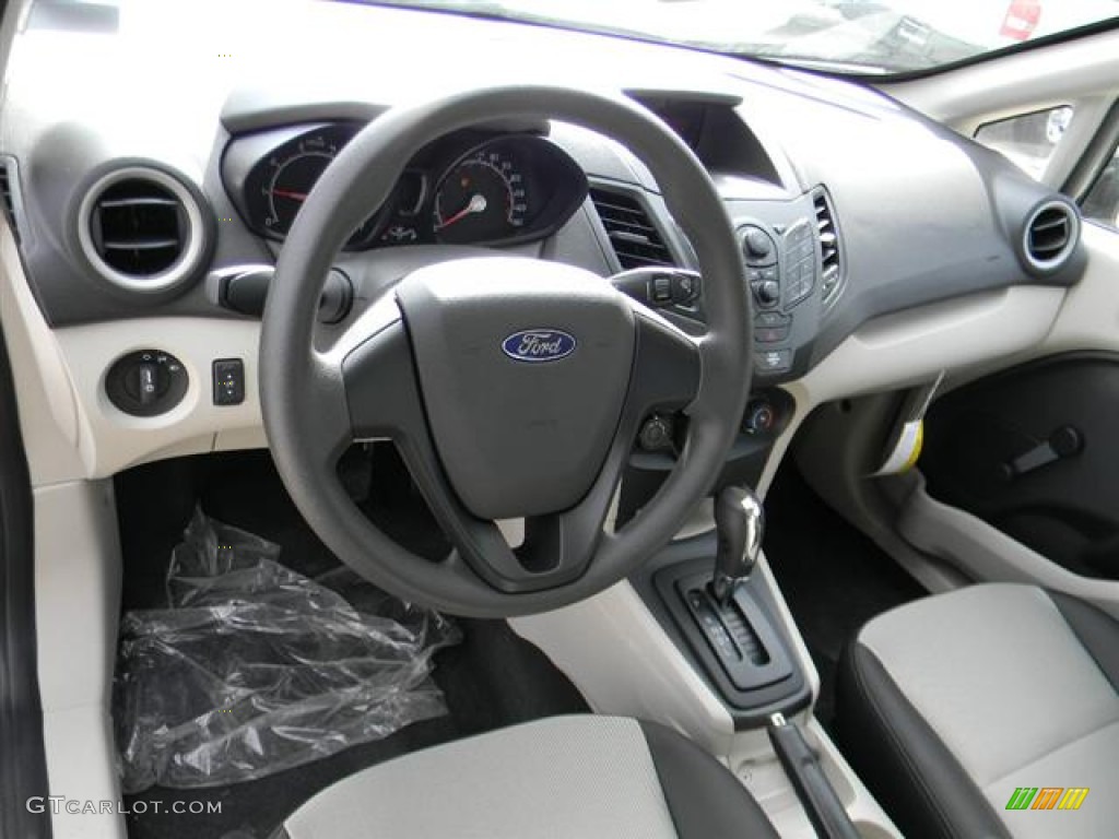2012 Ford Fiesta S Sedan Light Stone/Charcoal Black Dashboard Photo #59232258
