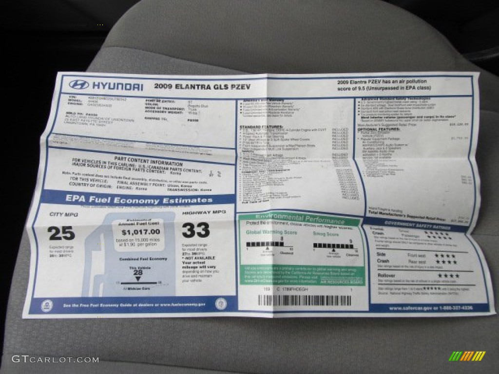 2009 Elantra GLS Sedan - Regatta Blue / Gray photo #23