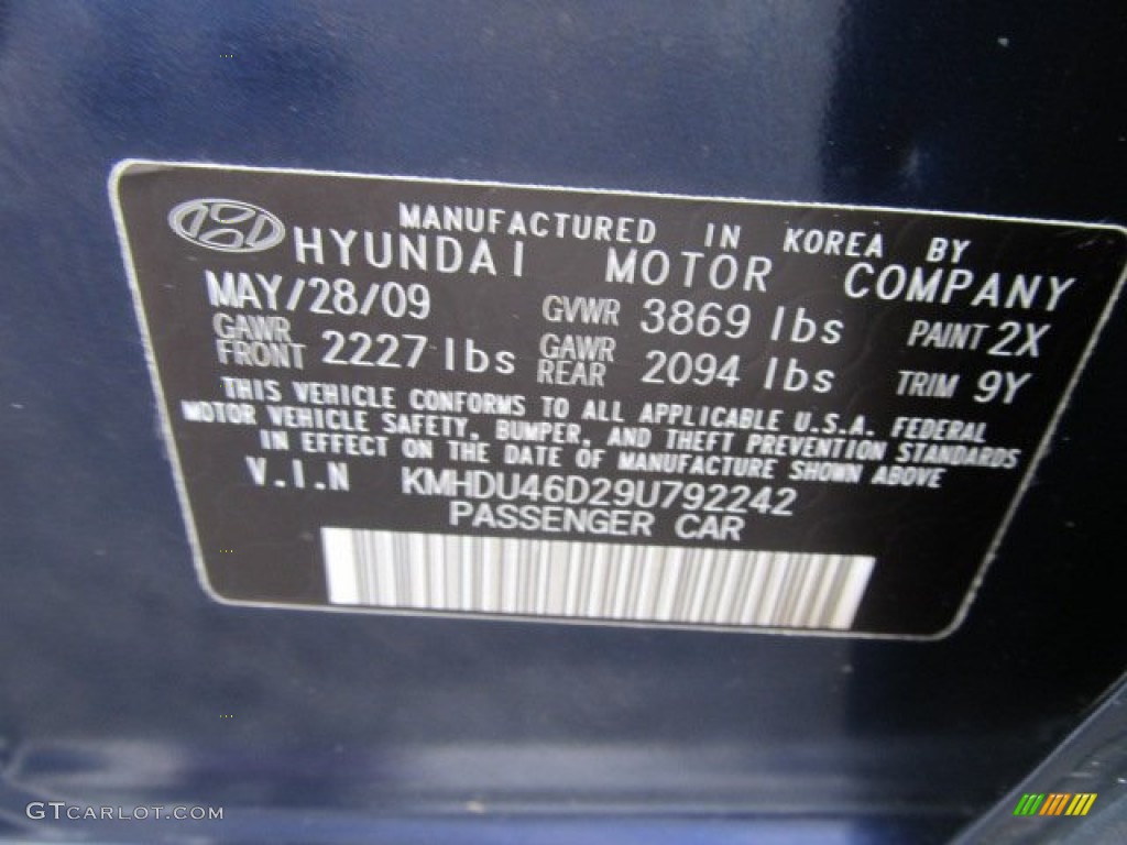 2009 Elantra GLS Sedan - Regatta Blue / Gray photo #24