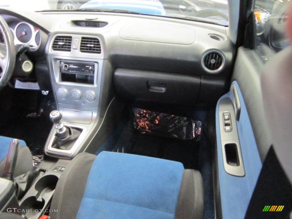 Black/Blue Ecsaine Interior 2005 Subaru Impreza WRX STi Photo #59235045