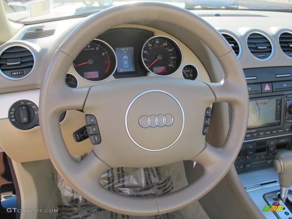 2006 Audi A4 1.8T Cabriolet Beige Steering Wheel Photo #59235243