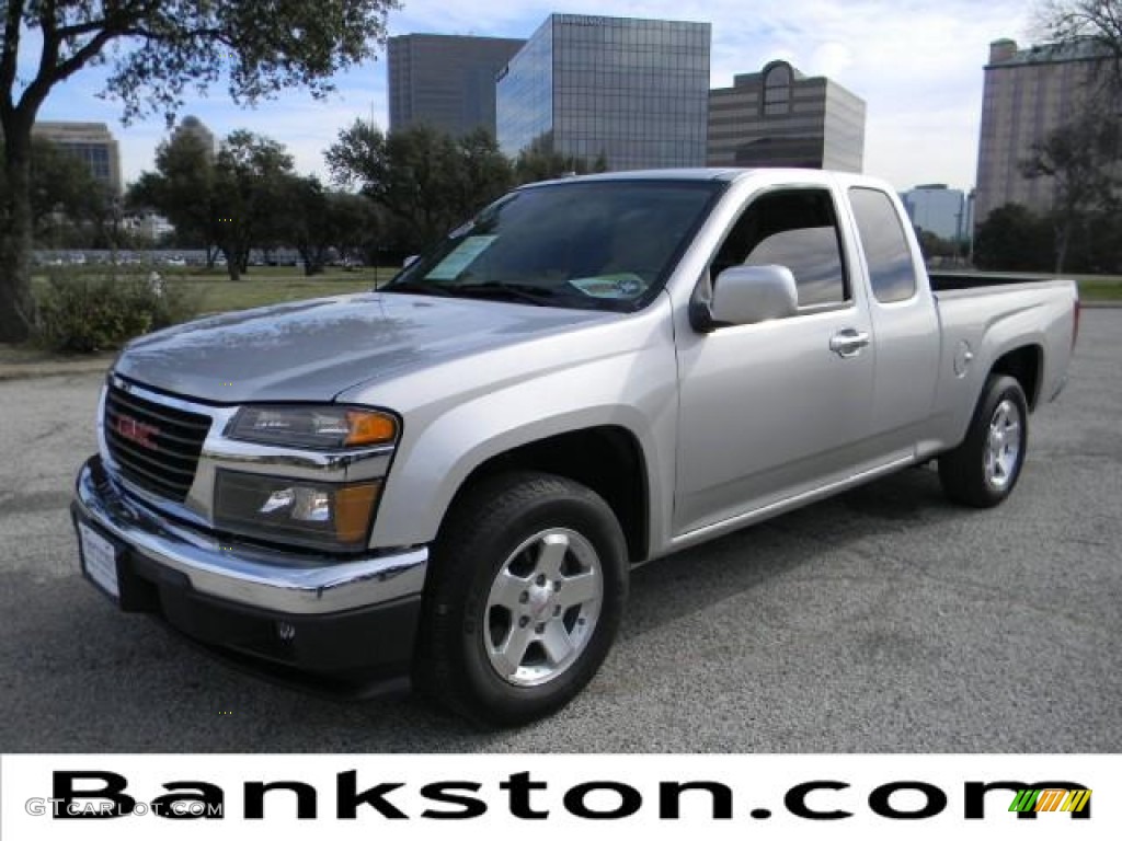2010 Canyon SLE Extended Cab - Pure Silver Metallic / Light Tan photo #1