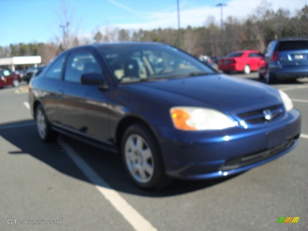 2002 Civic EX Coupe - Eternal Blue Pearl / Beige photo #2