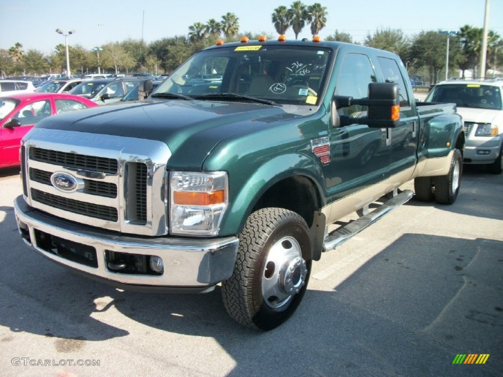 2008 F350 Super Duty Lariat Crew Cab 4x4 Dually - Forest Green Metallic / Camel photo #1