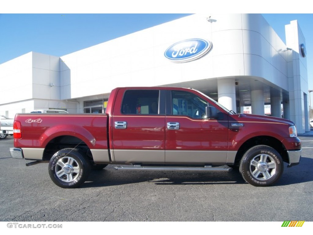 2006 F150 XLT SuperCrew 4x4 - Dark Toreador Red Metallic / Tan photo #2