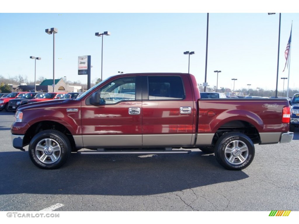 2006 F150 XLT SuperCrew 4x4 - Dark Toreador Red Metallic / Tan photo #5