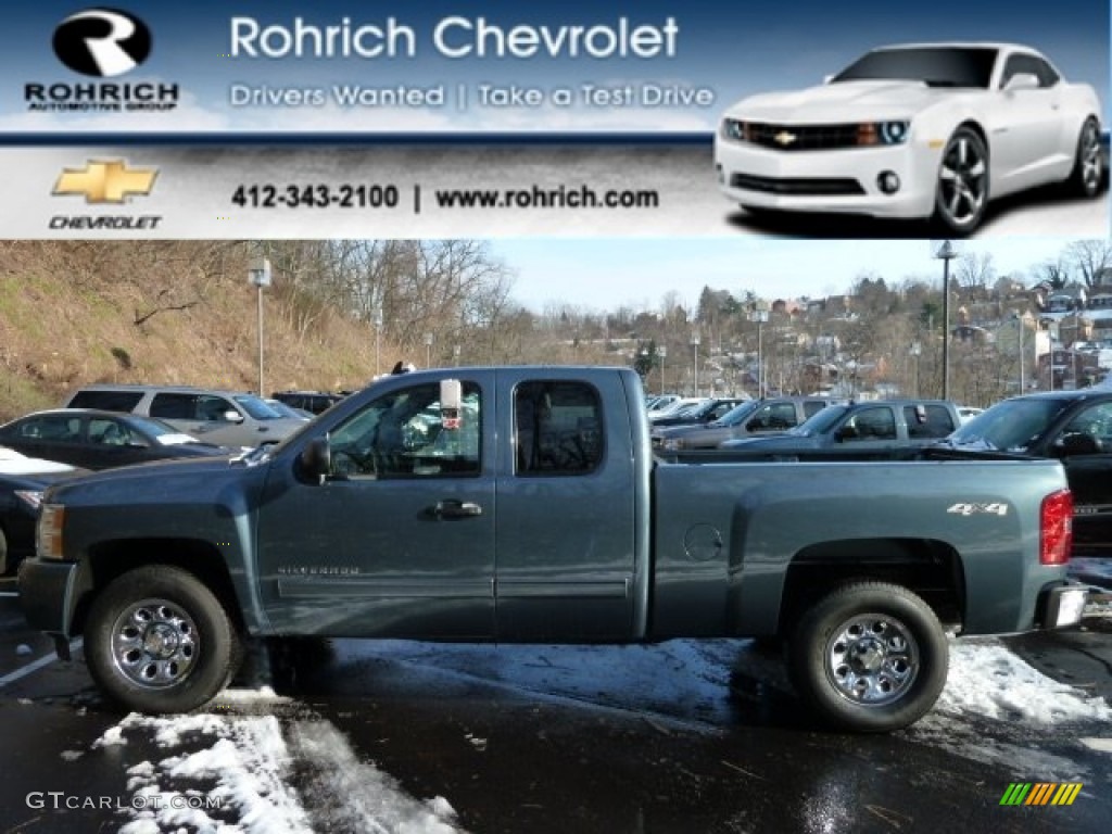 2011 Silverado 1500 LS Extended Cab 4x4 - Blue Granite Metallic / Dark Titanium photo #1