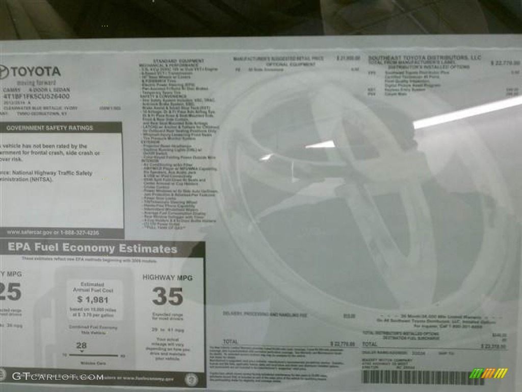 2012 Camry L - Clearwater Blue Metallic / Ivory photo #6